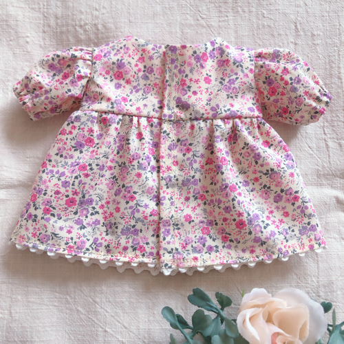 26cmドール用 裏地付き♡かわいい小花柄ワンピース 長袖 ワンピース