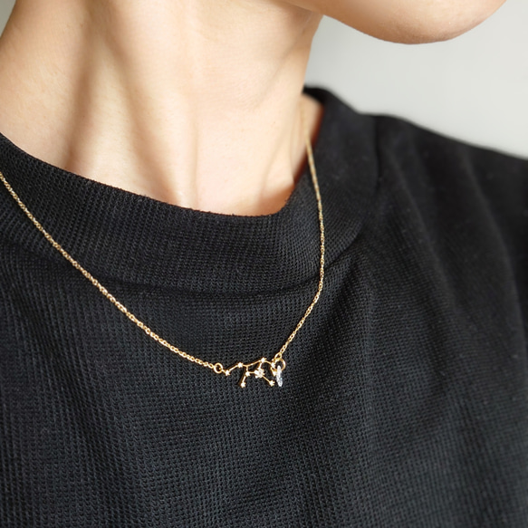 選べる12星座】ネックレス ゴールド シルバー 繊細チェーン ジルコニア