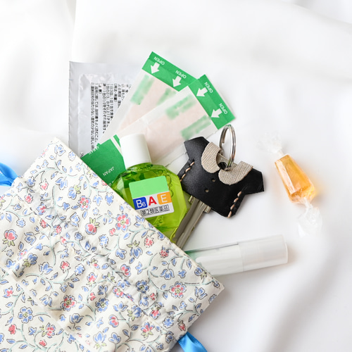 レトロ小花柄 フリルミニ巾着ポーチ 春 夏 巾着袋 Natti Moi! 通販