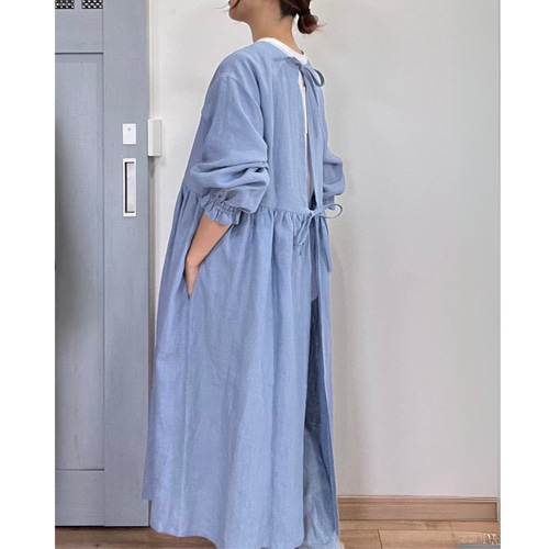 割烹着ワンピース リネン 麻 羽織 割烹着 ワンピース エプロン