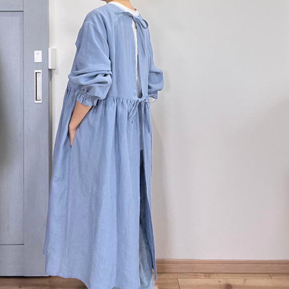 割烹着ワンピース リネン 麻 羽織 割烹着 ワンピース エプロン