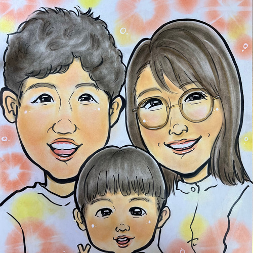 似顔絵 イラスト 手描き そっくりでかわいいプロ手描き似顔絵オーダーメイド:ご両親還暦