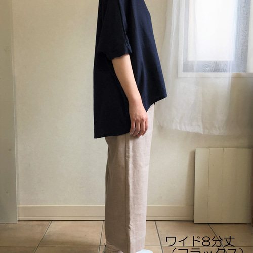 リネンシンプル8分丈ワイドパンツ・全3色 キュロット・ワイド