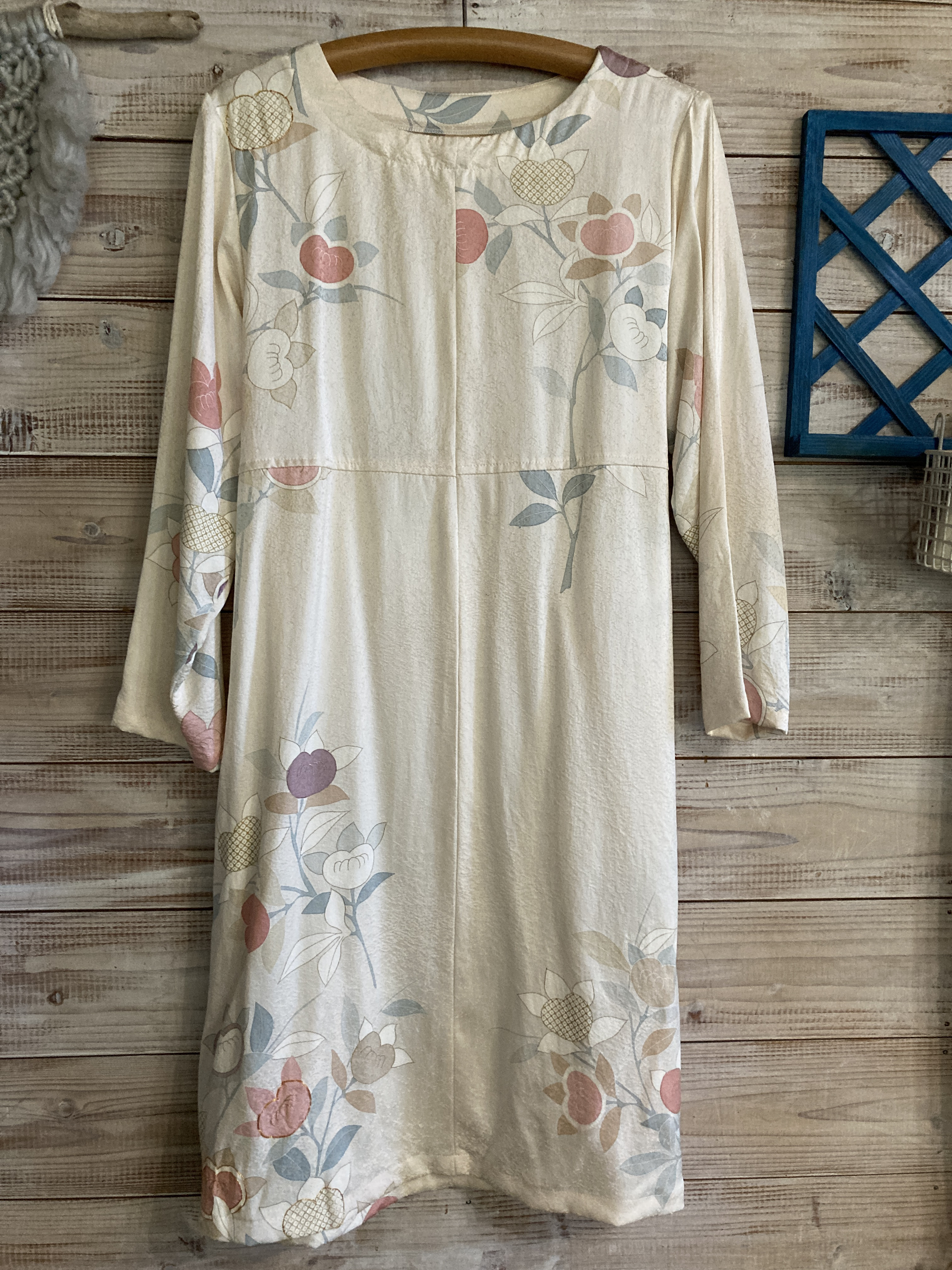 着物リメイク後ろリボンワンピース