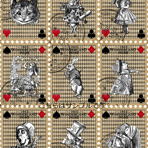 オリジナル 生地 ブロックデザイン 不思議の国のアリス 生地 richrichy