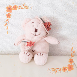 ぬいぐるみ用】フリフリ帽子2つセット（赤＆青の花） ひもを通