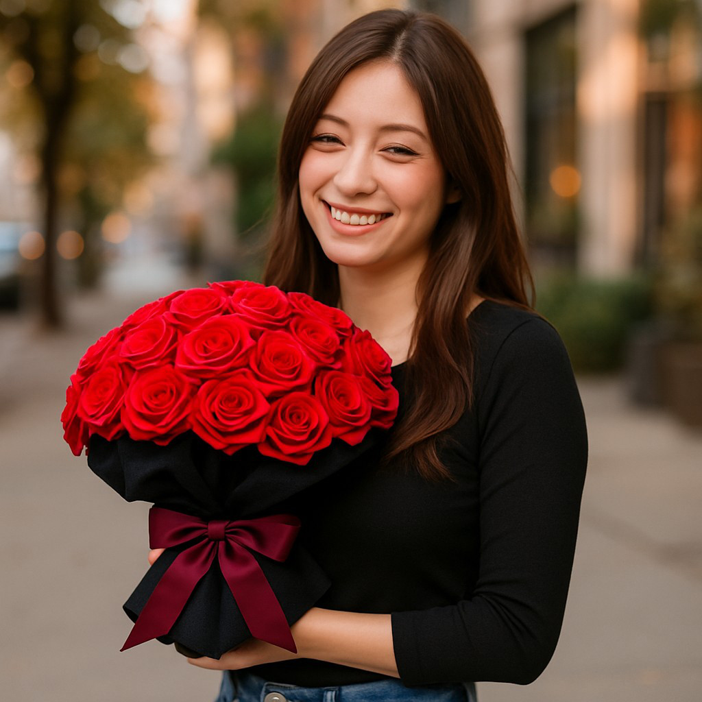 永遠に咲くサヴォンローズ Mサイズ 2.16記念日に 推し活に モノトーン花束