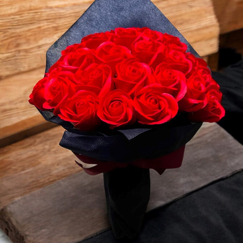 サヴォンローズ花束 ルビーレッド S(50本) アートフラワー K.Amura