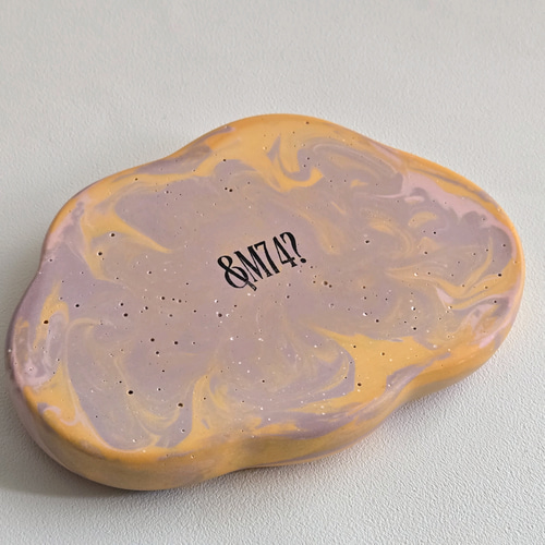サンセットオレンジ 雲のアクセサリートレイ - Sunset orange marble