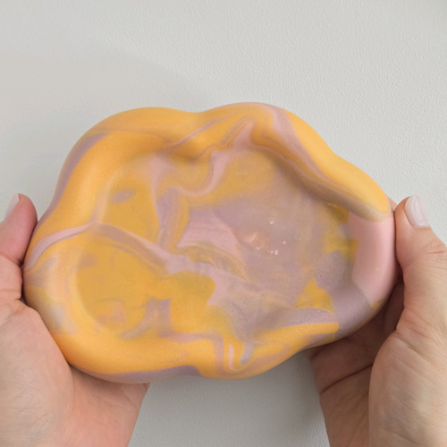 サンセットオレンジ 雲のアクセサリートレイ - Sunset orange marble