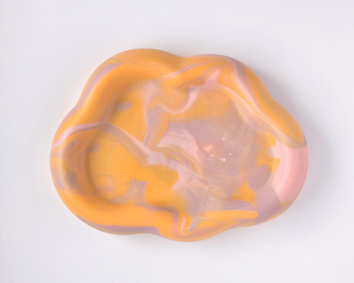 ぷっくり雲トレイ / アクセサリートレイ - Sunset orange marble