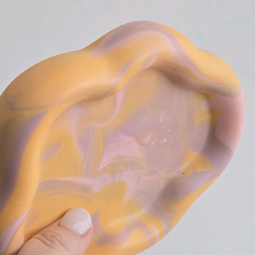 サンセットオレンジ 雲のアクセサリートレイ - Sunset orange marble