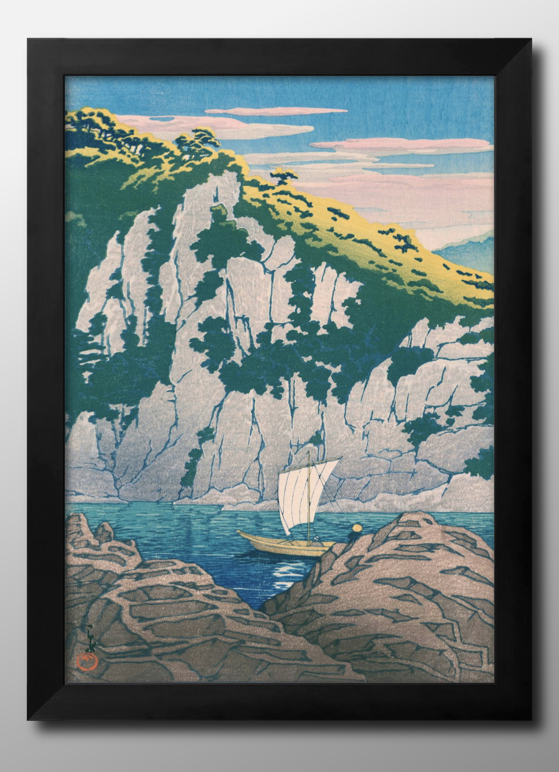 絵画　ポスター 15277□ポスター アート 絵画『川瀬巴水 木曽川蓬莱岩』北欧 A3