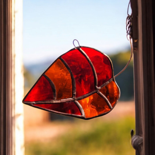 カラフル紅葉 秋の葉っぱ サンキャッチャー ステンドグラス雑貨