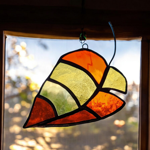 カラフル紅葉 秋の葉っぱ サンキャッチャー ステンドグラス雑貨