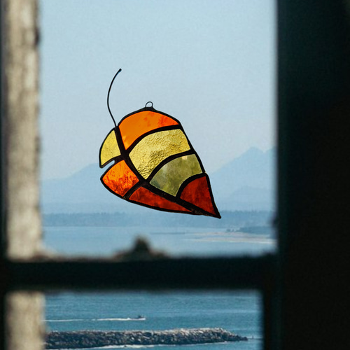 カラフル紅葉 秋の葉っぱ サンキャッチャー ステンドグラス雑貨