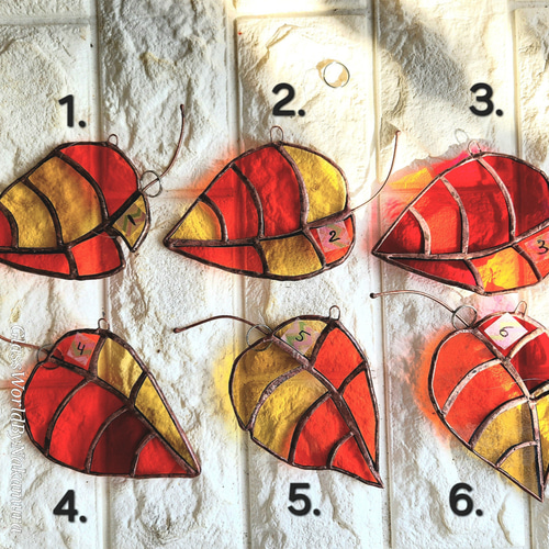 カラフル紅葉 秋の葉っぱ サンキャッチャー ステンドグラス雑貨