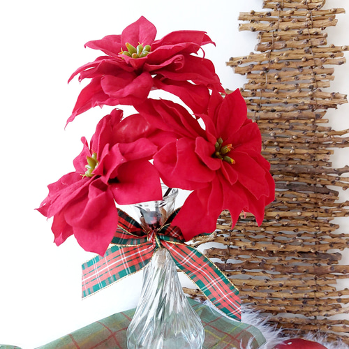 光触媒】ポインセチアの花瓶挿し アートフラワー ビーマイン 通販
