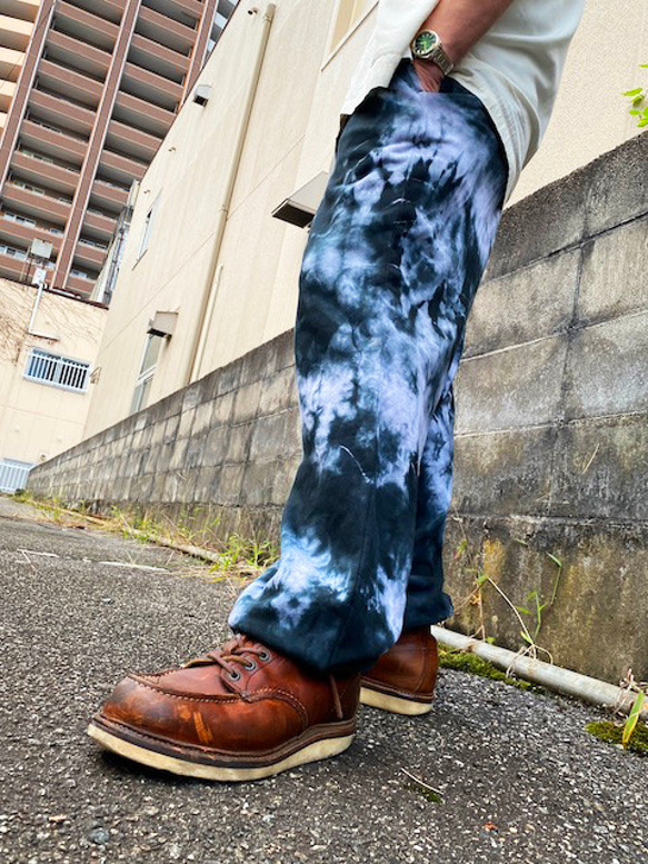 タイダイ染め スウェットパンツ XLサイズ ブラック×ホワイト ムラ染め