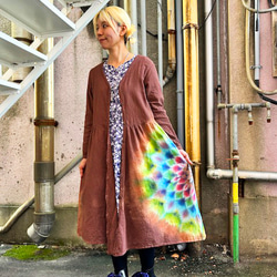 リメイク　本染　ワンピース ロング　派手　個性的　大漁旗　古旗Ｂ 85cd62b87b0189c41a91db7cef0da6