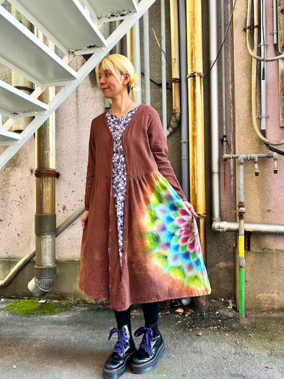 リメイク　本染　ワンピース ロング　派手　個性的　大漁旗　古旗Ｂ リメイク 本染 ワンピース ロング 派手 個性的 大漁旗 古旗B