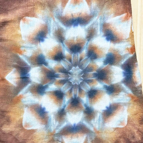 タイダイ染め 前開きのロングワンピース ダークブラウン 幻想的