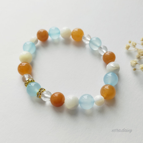 シーブルーカルセドニー・オレンジアベンチュリン・マザーオブパール