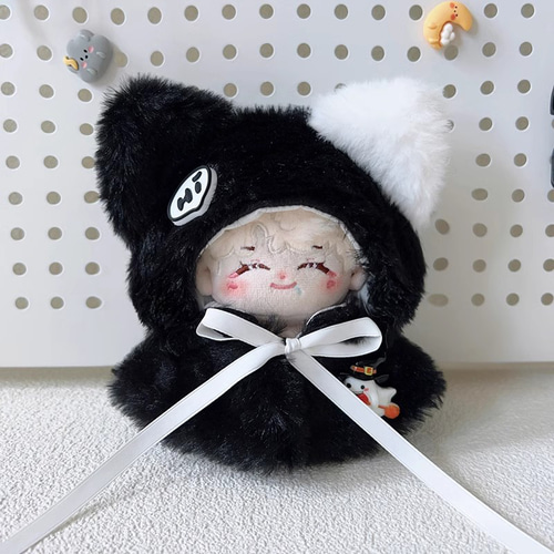 10/15/20cm着せ替えぬいぐるみ服 白黒猫ちゃんマント 2種類 着せ