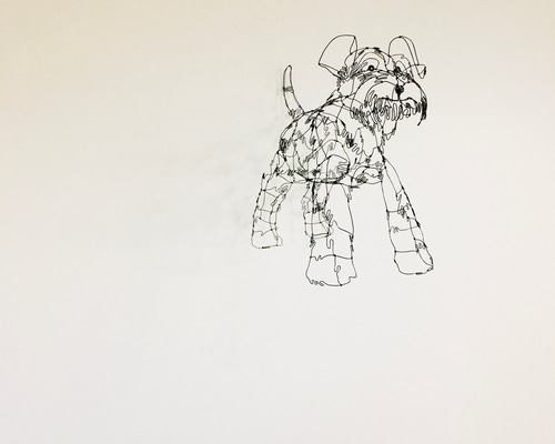 ワイヤーアート ワイヤークラフト 犬 ミニチュアシュナウザー 立体