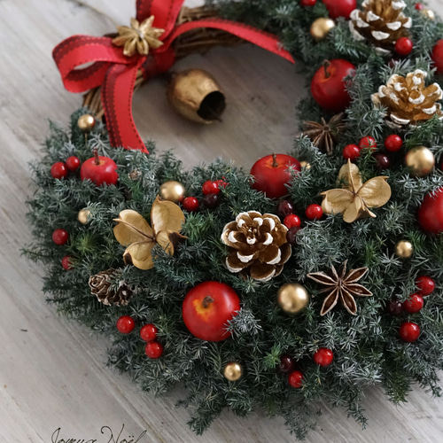 クリスマス・リース（13）～Joyeux Noël～ 29cm アートフラワー AJU
