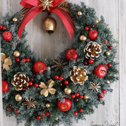 クリスマス・リース（13）～Joyeux Noël～ 29cm アートフラワー AJU