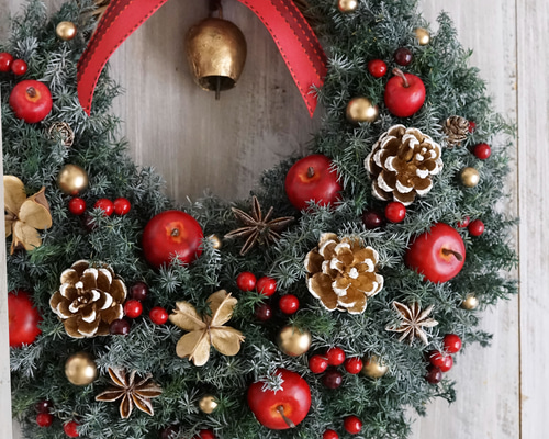 クリスマス・リース（13）～Joyeux Noël～ 29cm アートフラワー AJU