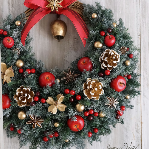 クリスマス・リース（13）～Joyeux Noël～ 29cm アートフラワー AJU