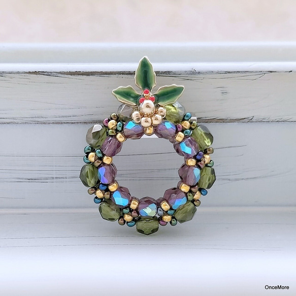 ラスト1点】クリスマスリースのブローチ（アイリス）Ⅱ ブローチ