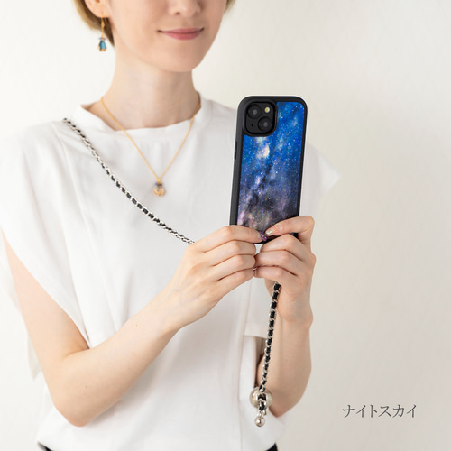 天然貝 螺鈿アート シェル ☆ ナイトスカイ（チェーン付きハイ