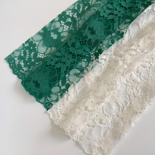 スカラップレースの帯揚げ ターコイズグリーン／ 帯飾り 和装小物（帯