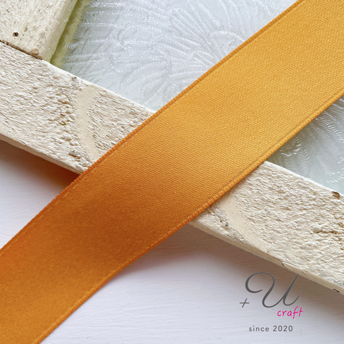 880【マットサテンリボン25㎜/1m】イエロー リボン・テープ ＋Ucraft