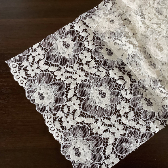 スカラップレースの帯揚げ ミルキーホワイト 乳白色／ 帯飾り 和装小物