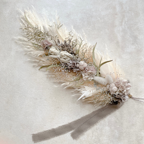 横長スワッグ スワッグ ドライフラワー ホワイト ビッグテール