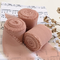 シフォンリボン くすみピンク 2m〜 リボン ふわふわ シフォン タッセル パーツ 2枚目の画像