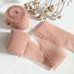 シフォンリボン くすみピンク 2m〜 リボン ふわふわ シフォン タッセル パーツ 3枚目の画像