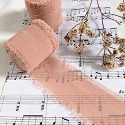 シフォンリボン くすみピンク 2m〜 リボン ふわふわ シフォン タッセル パーツ 1枚目の画像