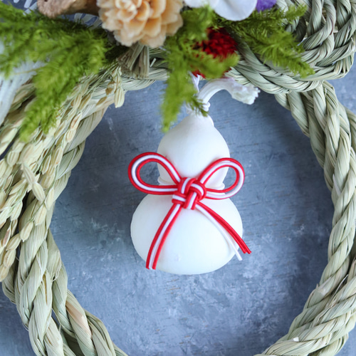 一点物・2025お正月・ナチュラルカラーの稲穂付きお正月飾り しめ縄