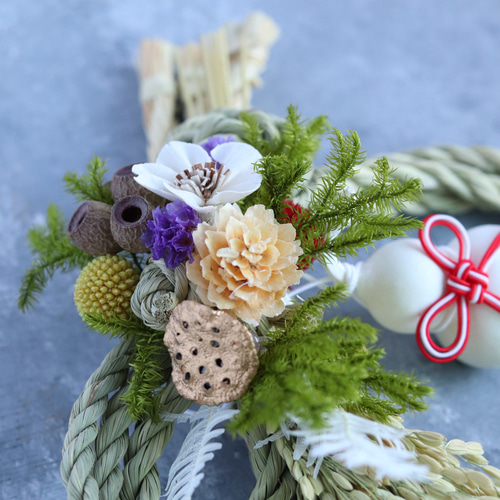 一点物・2025お正月・ナチュラルカラーの稲穂付きお正月飾り しめ縄