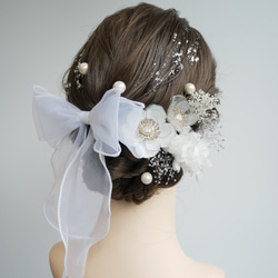 A175 リボン ドライフラワー ホワイト 髪飾り 卒業式 袴 成人式 振袖