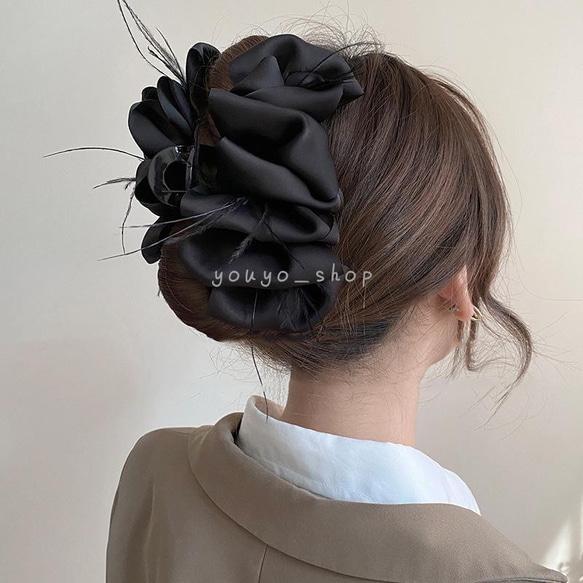 バンスクリップ 大 ヘアアクセサリー ロータスモチーフ フラワー 