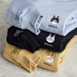 選べる猫29種！ワンポイント刺繍スウェット 名入れ可《選べる３色》親子 うちの子 長袖 トレーナー ねこ 12枚目の画像