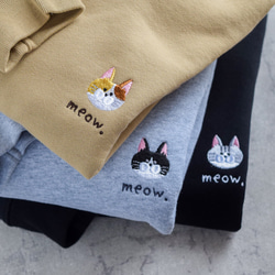 選べる猫29種！ワンポイント刺繍スウェット 名入れ可《選べる３色》親子 うちの子 長袖 トレーナー ねこ 14枚目の画像