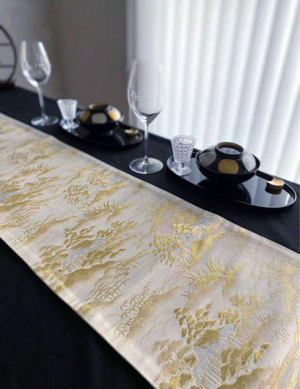 ◼︎C979◼︎一点物！高級袋帯 鶴 テーブルランナー(〜270cm)