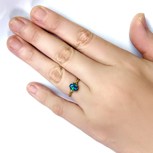 ダブレットブラックオパールのリング 指輪・リング Luciole Serpette